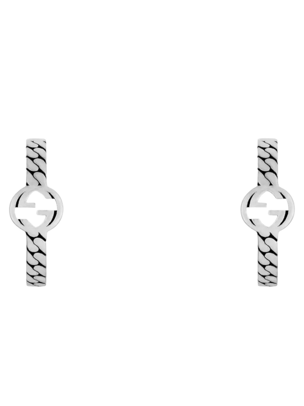 NWT Authentic Gucci Interlocking G Chain Hoop Earrings 925 Sterling Silver 18.7m